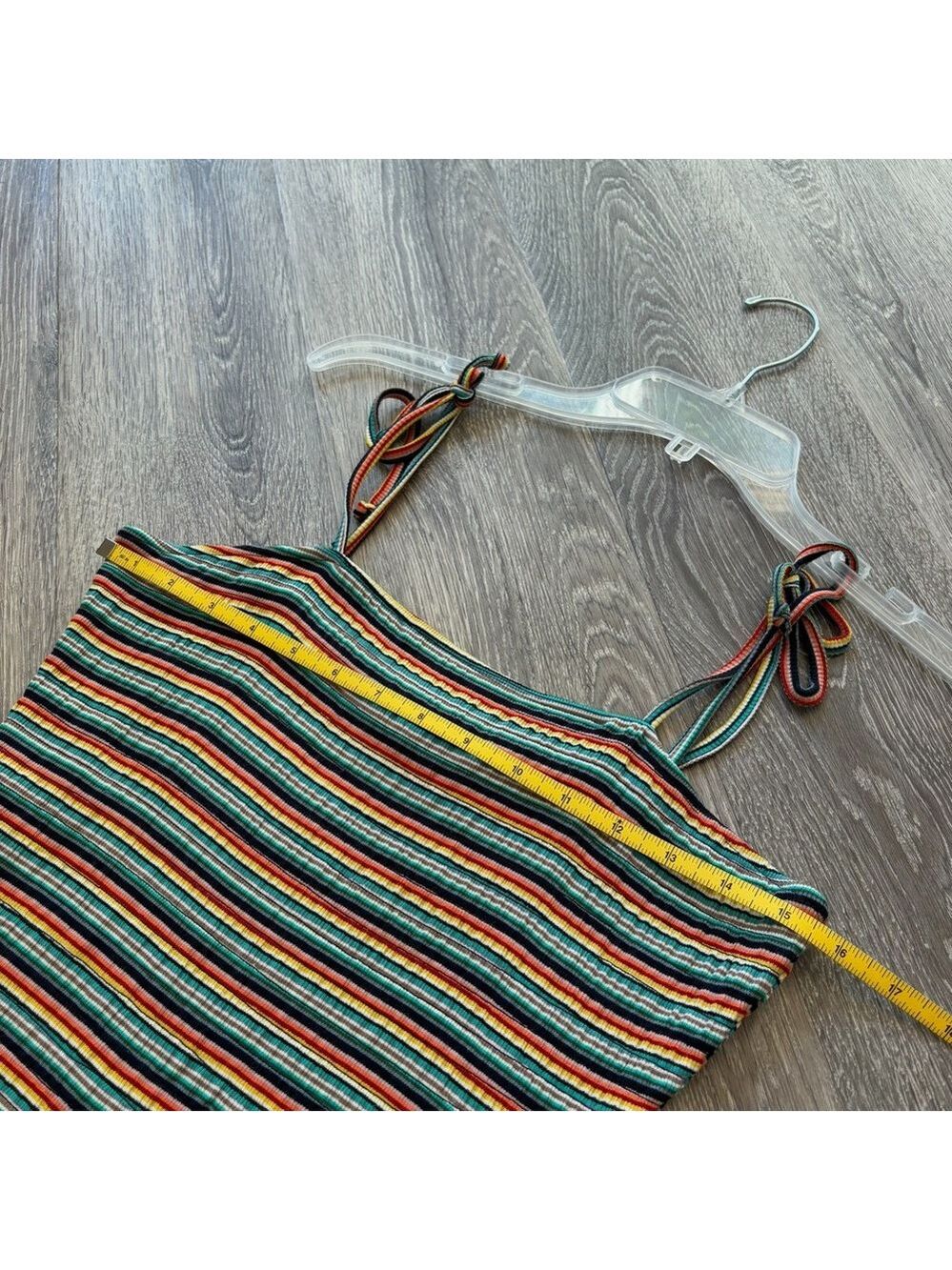 Betsey Johnson Tie Straps Striped Ruffle Multicolor Knit Mini Dress Size M - Picture 6 of 7